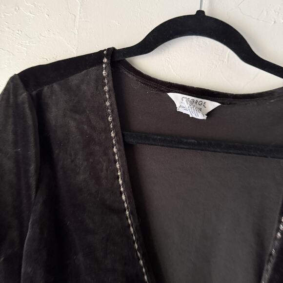 George Tank Top Vintage 90s‎ Set Womens 16W Velvet Mesh Beaded Plus Whimsigoth - Picture 7 of 10